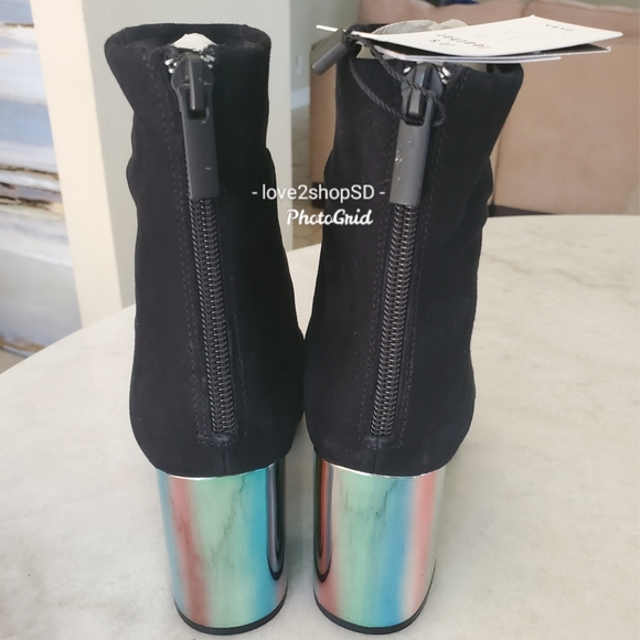 Zara Leather Ankle boots shimmery heel 6 - Picture 2 of 10
